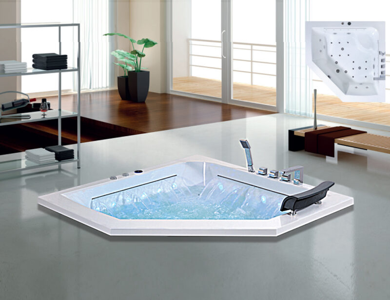 Mặt Trước Bồn Tắm Nằm Đôi Massage Acrylic Rudylux RD-0507 Tam Giác Xây