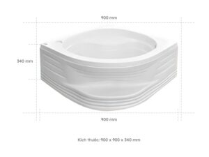 Kích Thước Bồn Tắm Góc Euroca EU1-9090 900x900 mm Tam Giác