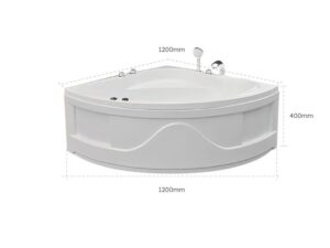 Kích Thước Bồn Tắm Góc Euroca EU2-1200 1200x1200 mm Tam Giác