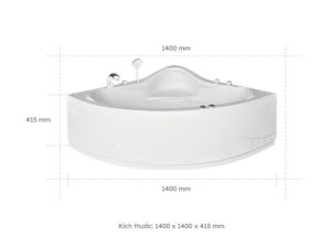 Kích thước bồn tắm góc Euroca EU3-1400 1400x1400 mm