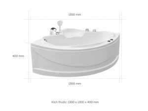Kích thước Bồn Tắm Góc Euroca EU4-1300 1300x1300 mm Tam Giác