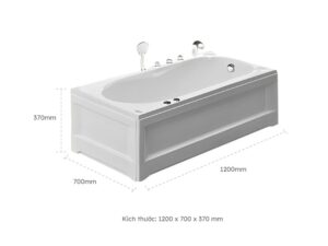 Kích Thước Bồn Tắm Nằm Euroca EU1-1270 1200x700 mm Chữ Nhật