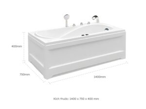 Kích Thước Bồn Tắm Nằm Euroca EU1-1475 1400x750 mm Chữ Nhật