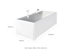 Kích Thước Bồn Tắm Nằm Euroca EU1-1570 1500x700 mm Chữ Nhật