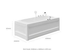 Kích Thước Bồn Tắm Nằm Euroca EU1-1575 1500x700 mm Chữ Nhật