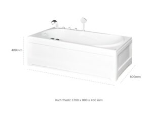 Kích Thước Bồn Tắm Nằm Euroca EU1-1680 1600x800 mm Chữ Nhật