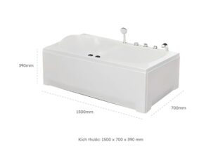 Kích Thước Bồn Tắm Nằm Euroca EU2-1570 1500x700 mm Chữ Nhật