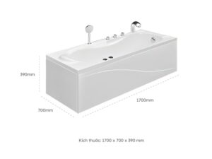 Kích thước Bồn Tắm Nằm Euroca EU2-1770 1700x700 mm Chữ Nhật