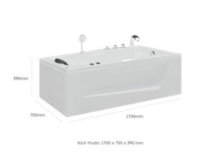Kích Thước Bồn Tắm Nằm Euroca EU2-1775 1700x750 mm Chữ Nhật