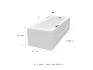Kích thước Bồn Tắm Nằm Euroca EU5-1775 1700x750 mm Chữ Nhật