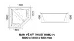 Bồn Tắm Góc Đôi Xây Massage Rudi RUB244 1800x1800 mm Tam Giác