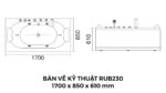 Bản Vẽ Kỹ Thuật Bồn Tắm Nằm Đôi Massage Rudi RUB230 1700x850 mm Chữ Nhật