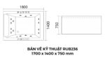 Bản Vẽ Kỹ Thuật Bồn Tắm Nằm Đôi Xây Massage Rudi RUB236 1800x1400 mm Chữ Nhật