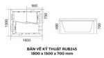 Bản Vẽ Kỹ Thuật Bồn Tắm Nằm Đôi Xây Massage Rudi RUB245 1800x1500 mm Chữ Nhật