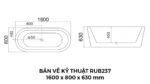 Bản Vẽ Kỹ Thuật Bồn Tắm Oval Xây Massage Rudi RUB237 1600x800 mm