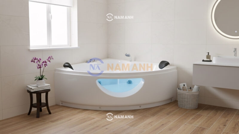 Bồn Tắm Góc Đôi Massage Rudi RUB207 1300x1300 mm Tam Giác - Ảnh Thực Tế 1