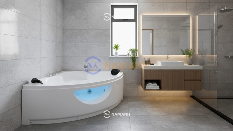 Bồn Tắm Góc Đôi Massage Rudi RUB207 1300x1300 mm Tam Giác - Ảnh Thực Tế 2