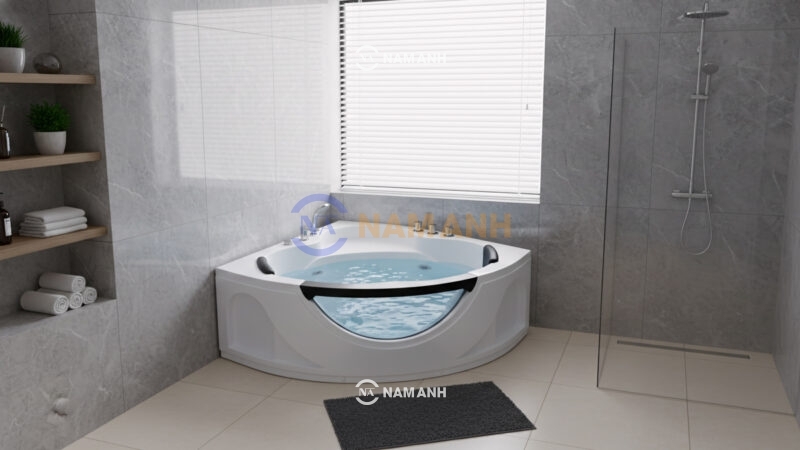 Bồn Tắm Góc Đôi Massage Rudi RUB208 1300x1300 mm Tam Giác - Ảnh thực tế 2
