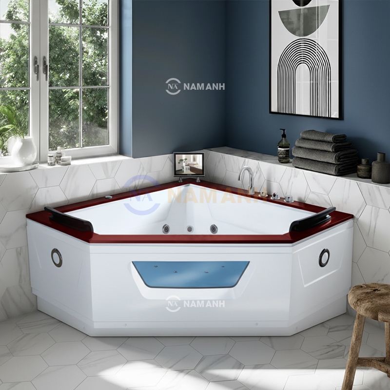 Bồn Tắm Góc Đôi Massage Rudi RUB209 1800x1800 mm Tam Giác - Thumbnail