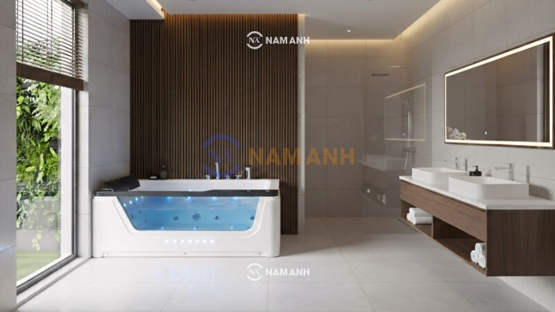 Bồn Tắm Nằm Đôi Massage Acrylic Rudi RUB201 1700x1200 mm Chữ Nhật - Ảnh Thực Tế 2