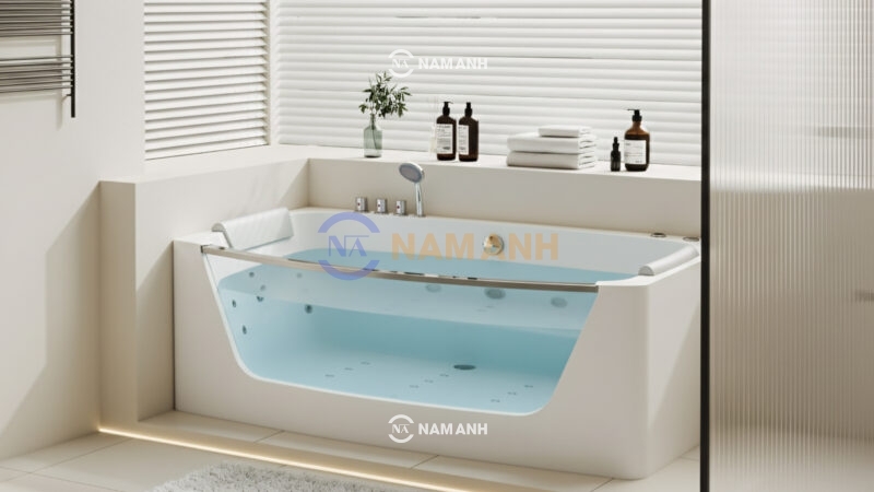 Bản Vẽ Kỹ Thuật Bồn Tắm Nằm Đôi Massage Acrylic Rudi RUB215 Chữ Nhật - Ảnh thực tế 2