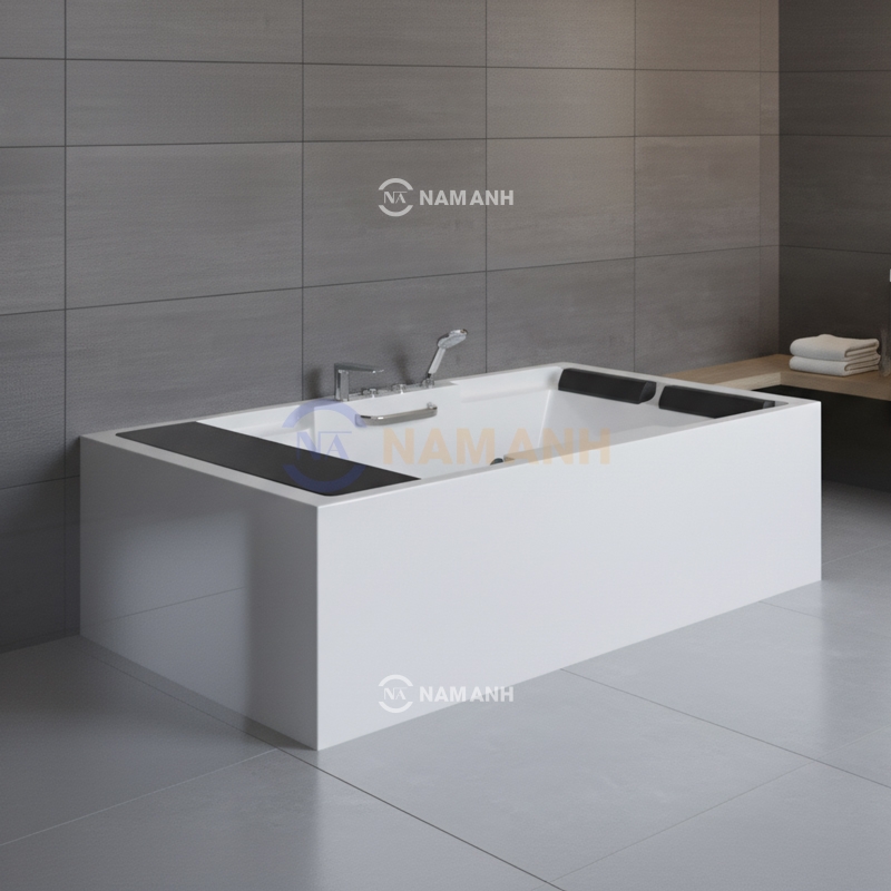 Bồn Tắm Nằm Đôi Massage Acrylic Rudi RUB225 1850x1200 mm Chữ Nhật - Thumbnail