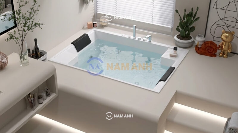 Bồn Tắm Nằm Đôi Xây Massage Rudi RUB239 1850x1200 mm Chữ Nhật - Ảnh Thực Tế 1