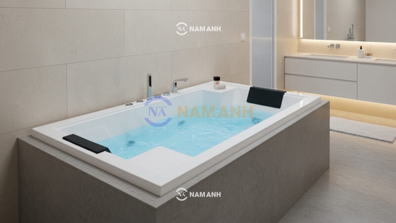 Bồn Tắm Nằm Đôi Xây Massage Rudi RUB239 1850x1200 mm Chữ Nhật - Ảnh Thực Tế 2