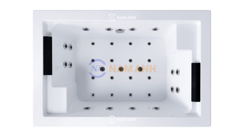 Bồn Tắm Nằm Đôi Xây Massage Rudi RUB239 1850x1200 mm Chữ Nhật - Top View