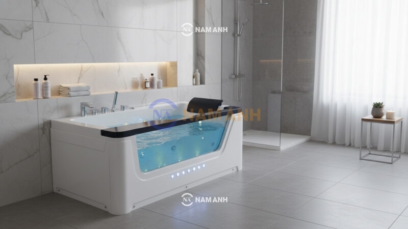 Bồn Tắm Nằm Massage Acrylic Rudi RUB202 Chữ Nhật 1700x900 mm Chữ Nhật - Ảnh Thực Tế 2