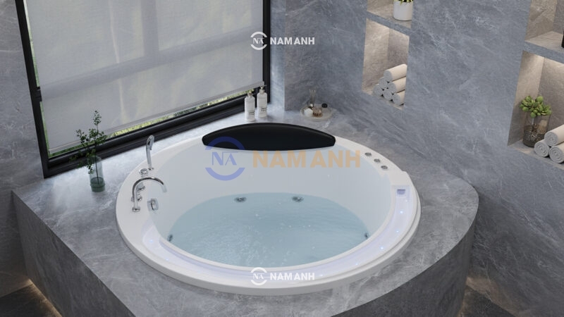 Bồn Tắm Tròn Đôi Xây Massage Acrylic Rudi RUB232 1800x1800 mm - Ảnh thực tế 1